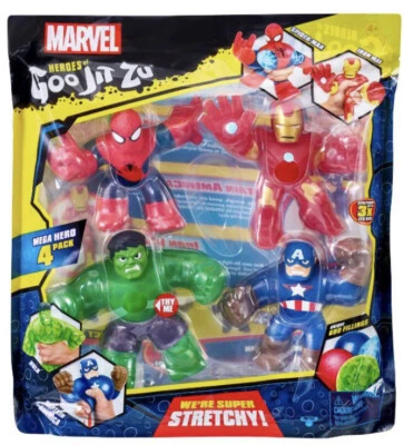 Heroes of Goo Jit Zu Marvel Hero упаковка 4 шт. Человек-паук Железный человек Халк Капитан Америка - Изображение 1 из 3