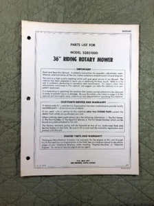 AMF 36” RIDING ROTARY MOWER PARTS LIST MANUAL MODEL 52851000 P/N 60538 - Bild 1 von 6