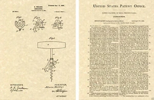 1900 Walker Bell Corkscrew US Patent Art Print READY TO FRAME Vintage Opener - Picture 1 of 1