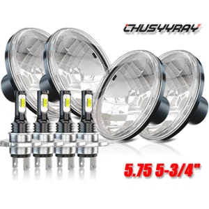 Carcasa de faro de vidrio redondo de 5,75" haz alto/bajo para bombilla halógena H4 LED HID - Imagen 1 de 12