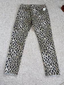 NWT GAP KIDS GIRL Leopard SUPER SKINNY HIGH STRETCH DENIM JEANS ADJ WAIST 12 - Picture 1 of 6