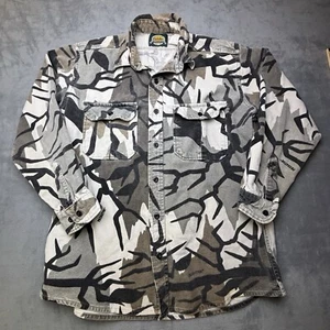 VINTAGE Cabelas Brown Predator Camo Flannel Made USA Hunting 90s Shirt Mens LT - Picture 1 of 6
