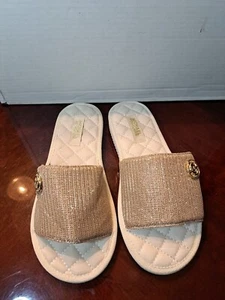 Sandalias de mujer MK Michael Kors Janis deslizantes oro pálido 8M - Imagen 1 de 7