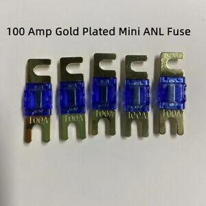 5 Pack Durable 100 Amp Gold Plated Mini ANL Fuse 1.65 x 0.48 x 0.36 inch