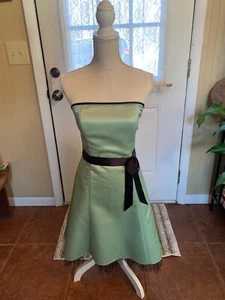 GREEN JESSICA McCLINTOCK FOR GUNNE SAX SHORT FORMAL PARTY DRESS SATIN & TULLE - Picture 1 of 7