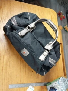 VINTAGE SWISSGEAR BLACK CANVAS ROLL- ON DUFFLE BAG W/ GRAY Faux LEATHER TRIM - Picture 1 of 5