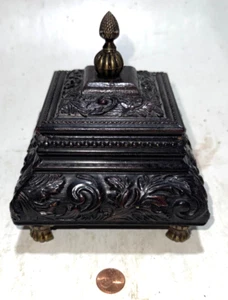 Jewelry Box W/ Lid Vintage Ornate Footed Trinket Box - Picture 1 of 3