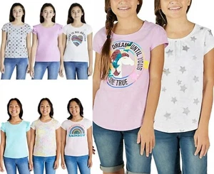VIGOSS Little Girl's Super Soft Lightweight Short Sleeve T-Shirts - 2 or 3-Pack - Picture 1 of 17