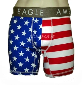 NWT AMERICAN EAGLE OUTFITTERS MENS 6" AMERICANA USA FLAG AEO TRUNKS BOXER BRIEFS - Picture 1 of 1