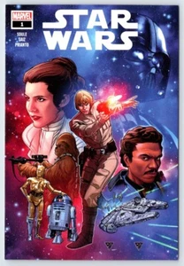 Postal 2020 Star Wars #1 Marvel cómic cubierta Luke Leia Lando Chewbacca - Imagen 1 de 2
