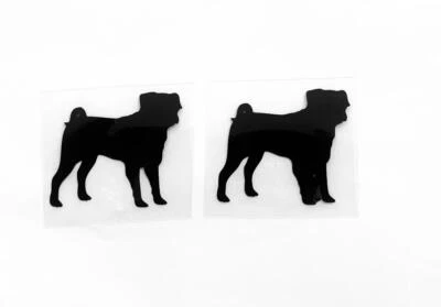 Pug Dog Stickers Iron On Decals For Clothes T-Shirt DIY 50mm x 2 - Image 1 of 2