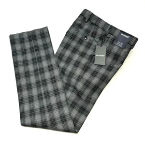 Murano Alex Hose Hosen vorne flach blau/grau kariert schmal 29" x 32" Neu mit Etikett neu $ 89 - Bild 1 von 3