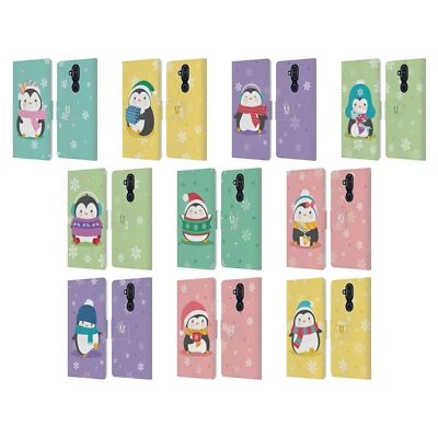 HEAD CASE DESIGNS KAWAII CHRISTMAS PENGUINS LEATHER BOOK CASE FOR NOKIA PHONES - Image 1 of 4