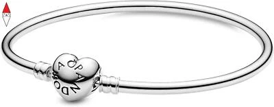 BRACCIALE DONNA ORIGINALE ARGENTO PANDORA CHIUSURA CUORE MISURA 19 - Imagen 1 de 3