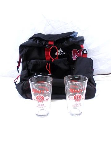 Three Nebraska Cornhuskers Collectibles - Glasses & Bag Cover