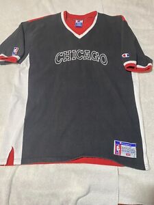 Vintage 90s Champion Chicago Bulls NBA Official Shooting Shirt Youth Size Large