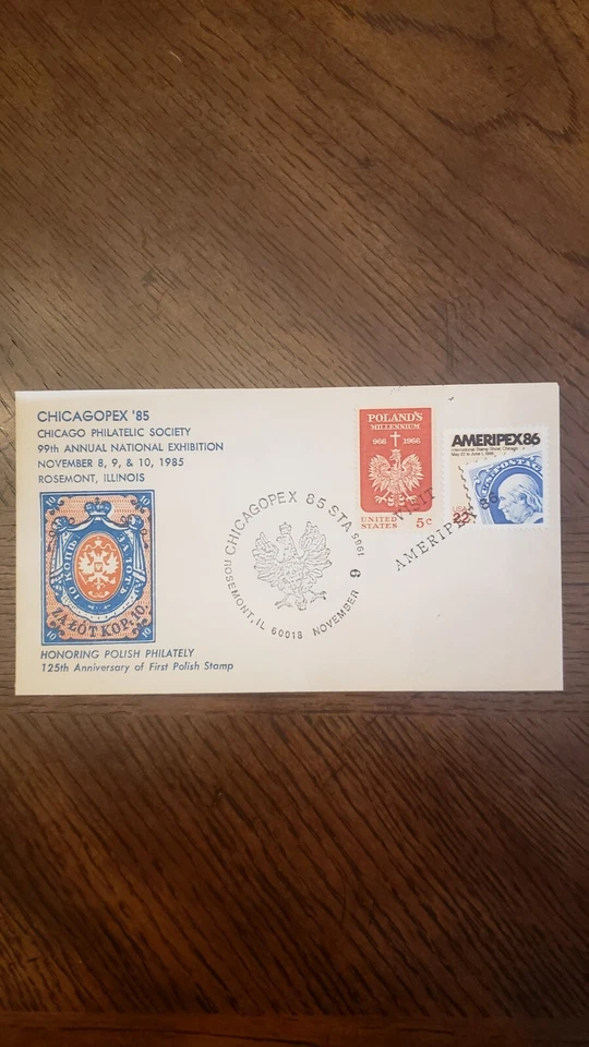 CHICAGOPEX 1985-COVER 99th ANNUAL EXHIBITION & 125th ANNIV. OF 1st POLISH STAMP - Image 1 of 1