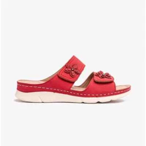 Dr. Keller Molly Womens Red Touch Fasten Mule Sandals with Flower Detailing - Picture 1 of 5