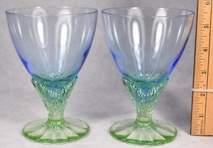 2 Bormioli Roco Bahia Champagne Sherbet Cocktail Water Glasses Blue & Green 5.5" - Picture 1 of 5