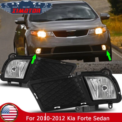 For 2010 2011 2012 Kia Forte Sedan Pair Fog Lights Driving Bumper Lamps w/Wiring - Image 1 of 4