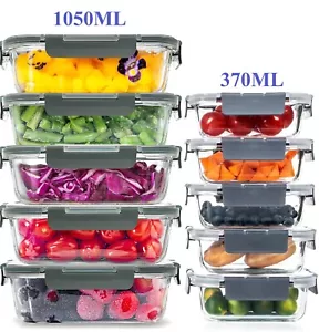 LEOM Glass Food Storage Containers With Lids Airtight Meal Prep Container 10Pack - Picture 1 of 14