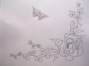 Tablecloth printed to embroider flowers Peony Butterfly cotton lace edgeCSOO85 - Picture 1 of 1