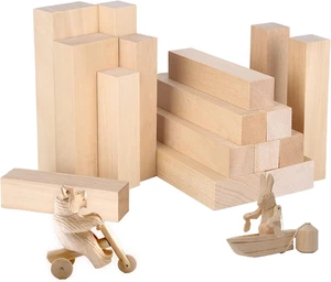 Blocchi Legno Di Tiglio, 16PCS Naturale Da Intaglio per Principianti Adulti Bamb - Foto 1 di 12