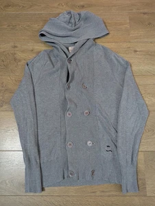 Diesel Tricot & Co Grey Wool Knit Blend Cardigan Medium Button Up Hooded - Picture 1 of 7