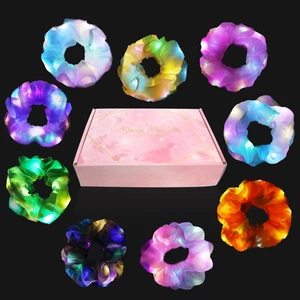 LED Light-Up Scrunchies for Women - 9 Pcs Glow in the Dark Hair Accessories - Picture 1 of 12