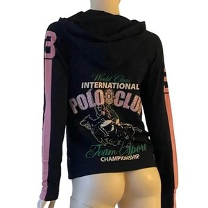 Y2K Bejeweled by Susan Fixel Polo Club Hoodie NWT Swarovski Bling Glam 2000s M - Picture 1 of 6