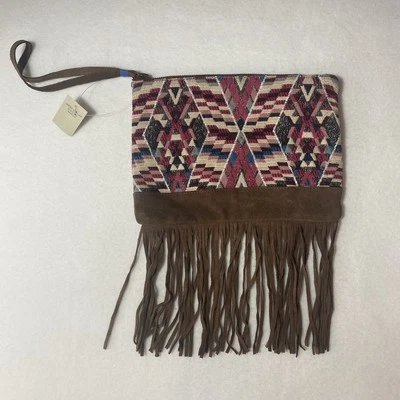 American Eagle Outfitters Brown Suede Fringe Purse Bag Boho Hippie Western NEW - Image 1 of 4