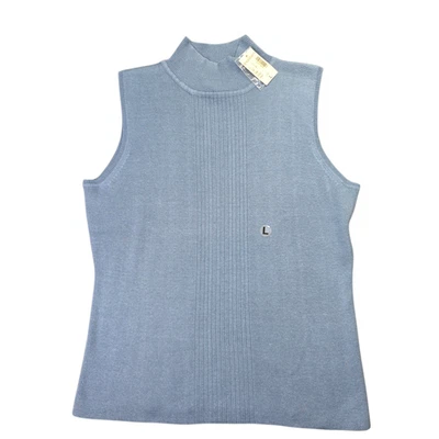 Suéter Vintage Dressbarn Para Mujer Grande Azul Sin Mangas Cuello Simulado Y2K Acanalado NUEVO Foto 1 de 4
