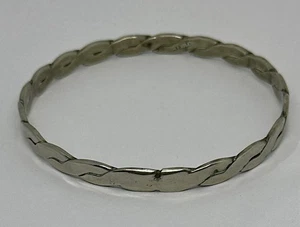 Vintage Taxco Mexico Sterling Silver 925 Twisted Design Bangle Bracelet 8" - Picture 1 of 5