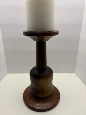 MCM Vintage PAUL W ESHELMAN Madera Girado Pilar Candelabro Rohrerstown PA Foto 1 de 4