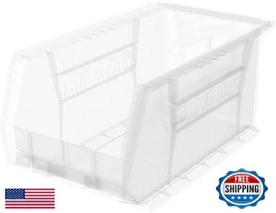 Akro-Mils 30240 AkroBins Plastic Storage Bins, 15x8x7, Clear, 12-Pack - Image 1 of 4