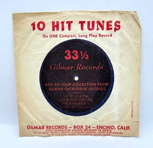 Gilmar Records Company Hülle 33 RPM Vinyl 7 Zoll Compact Jukebox 10 Hit Tunes - Bild 1 von 6
