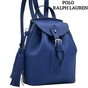 RALPH LAUREN Backpack Small Belt Logo Leather Blue Women's USED FROM JAPAN - Picture 1 of 10
