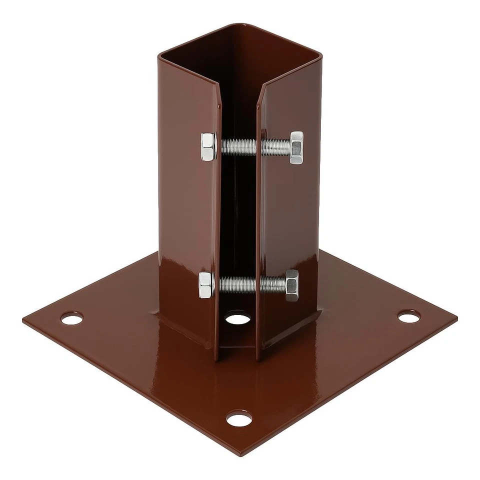 50 x 50 2" x 2"Bolt Down Secure Fence Post Shoe Holders Oxide Red - Image 1 of 1