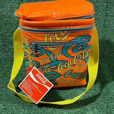 Refrigerador de almoço/bebida vintage laranja e azul-petróleo Coca-Cola - Imagem 1 de 4