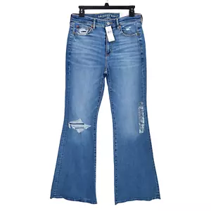 NEW American Eagle Super Hi-Rise High Waisted Flare Jeans Women 6 W28 L30 Blue - Picture 1 of 14