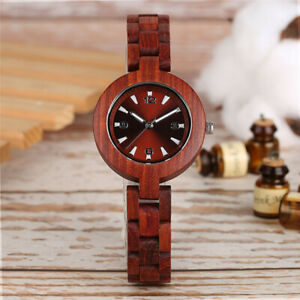 Retro Nature Wood Watch Women's Wooden Quartz Analog Watches Bamboo Bracelet