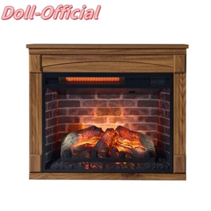 28'' Electric Fireplace w/Mantel Package & Removable Wheels Freestanding Heater - Picture 1 of 8