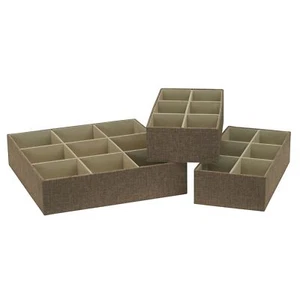 Household Essentials 3 Piece Drawer Organizers Starter Set, Latte - Picture 1 of 9