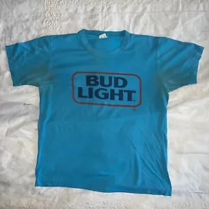 Vintage 80s Bud Light Budweiser triathlon running M/L tee Made in USA 50/50 1984 - Picture 1 of 10