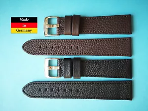 XL Wrist Watch Band 20 22 24mm Strong Soft 4mm Braun Black Made in Germany - Picture 1 of 4