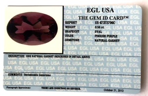 EGL USA TESTED & CERTIFIED  PINKISH PURPLE NATURAL OVAL GARNET 0.55 CT - Picture 1 of 5