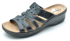 Clarks Bendables LEXI HOLLY Black Slides Sandals Women's 10 - New