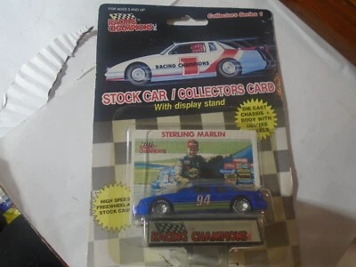 RACING CHAMPIONS,#94 STERLING MARLIN SUNOCO BLUE COLLECTOR CARD / DISPLAY STAND - Image 1 of 2