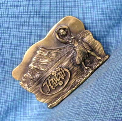 Fivela de cinto havaiana cabeça de diamante Waikiki praia dançarina de hula vintage 1979 LE .QRT798 - Imagem 1 de 4