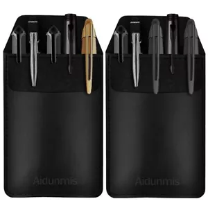 tLeather Pocket Protector Pen Pouch Holder 2 Pack Shirt Jacket Tool Organizer - Bild 1 von 7